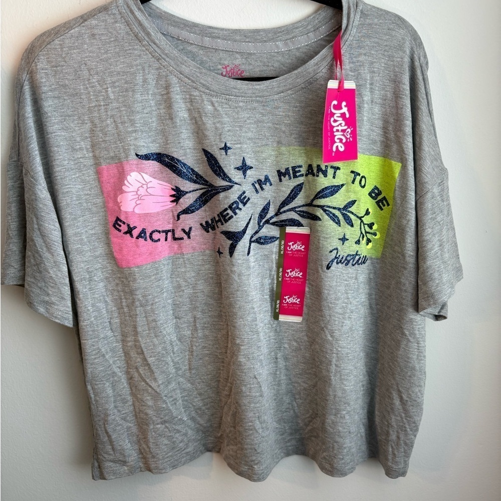 Justice girls graphic tee flowy size XL 16/18 NWT